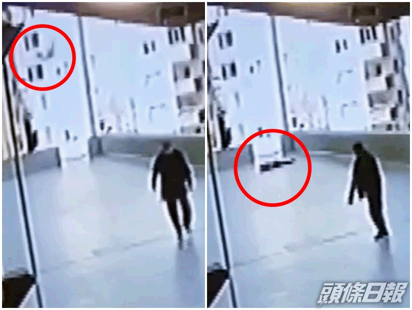 土耳其一名16歲少年從12樓直墮地面。影片截圖