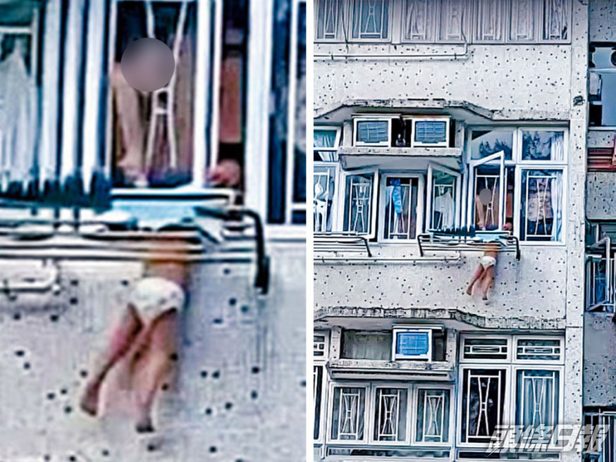 兩歲大男童昨日跌出窗外半天吊,母親聞訊及時撲至伸手抓住手臂。資料圖片
