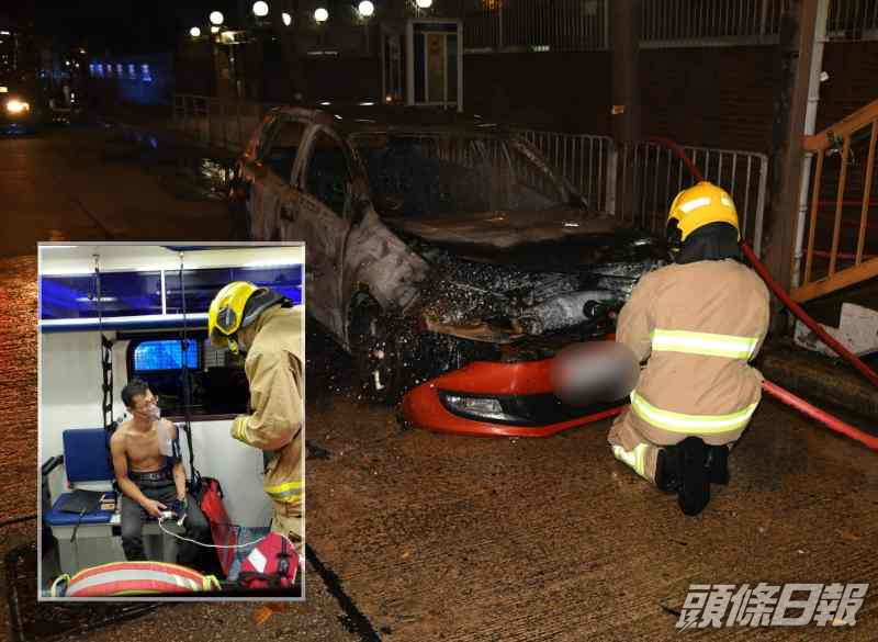 男司機圖自行救火反被燒送院。丁志雄攝