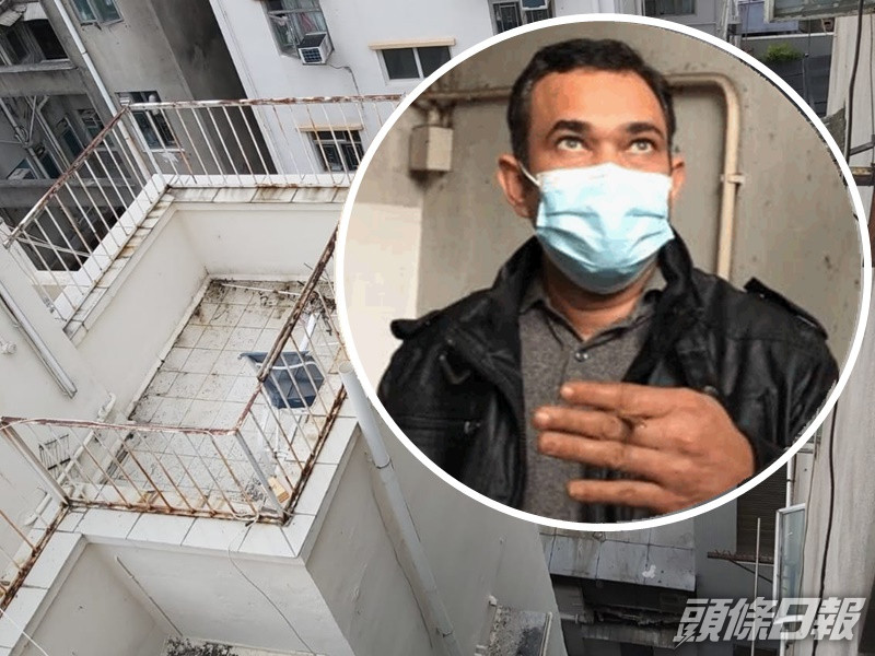 印度男子講述跳過鄰廈保命情況。 林思明攝