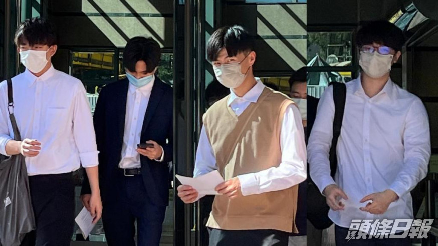 由左至右被告:梁佑銘、黃如博、余灝朗及郁浩倫