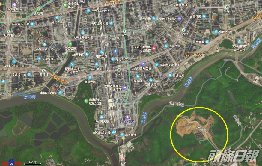 港府正在沙嶺興建骨灰龕位。百度地圖截圖