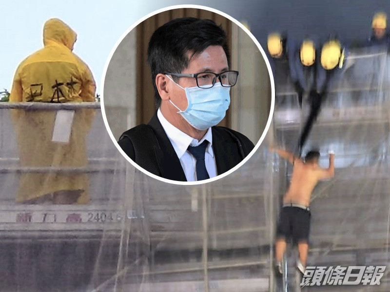 消防總隊目陳志堅(小圖)表示當日已把氣墊盡量擺近梁的位置。