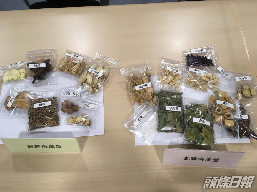 左起為肺脾兩虛型藥物、氣陰兩虛型藥物。