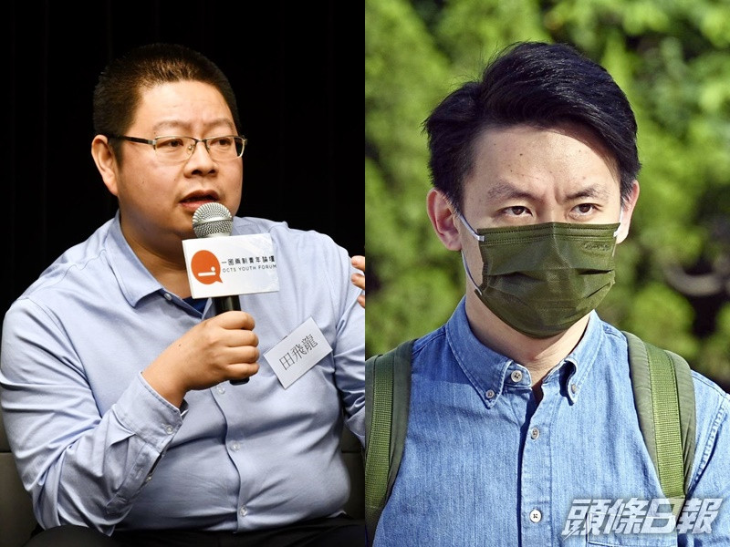 羅健熙(右)回應田飛龍(左)的言論時指,看不到黨內有何人走激進路線。資料圖片