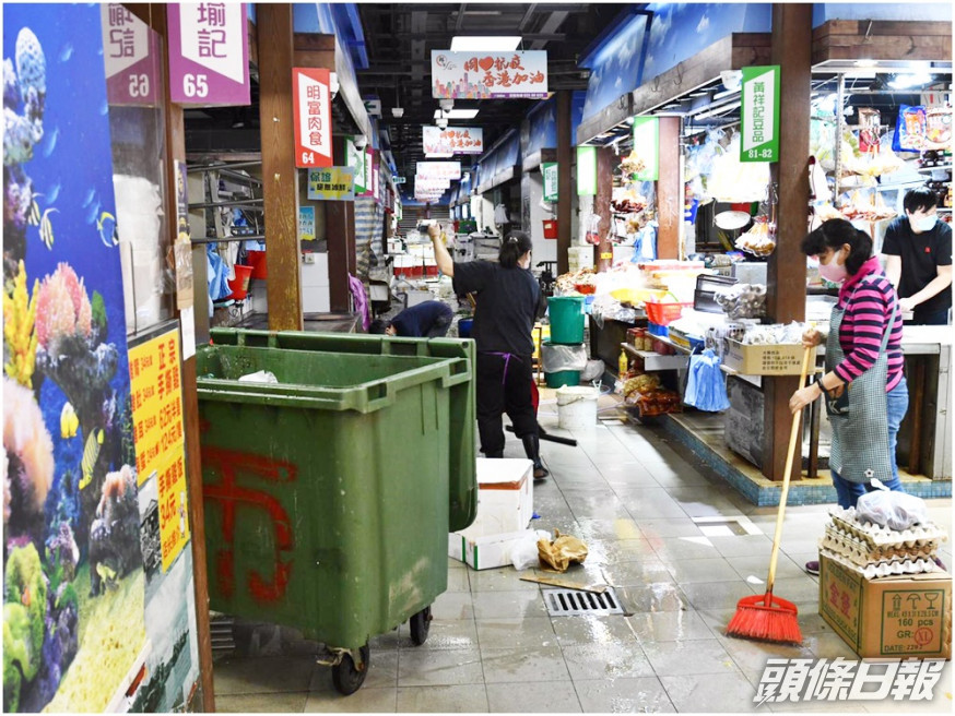 街市昨晚進行全面消毒及清潔。資料圖片