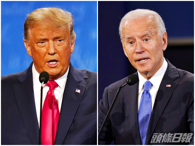 美國總統大選展開最後一場電視辯論,特朗普拜登同台較量。AP圖片