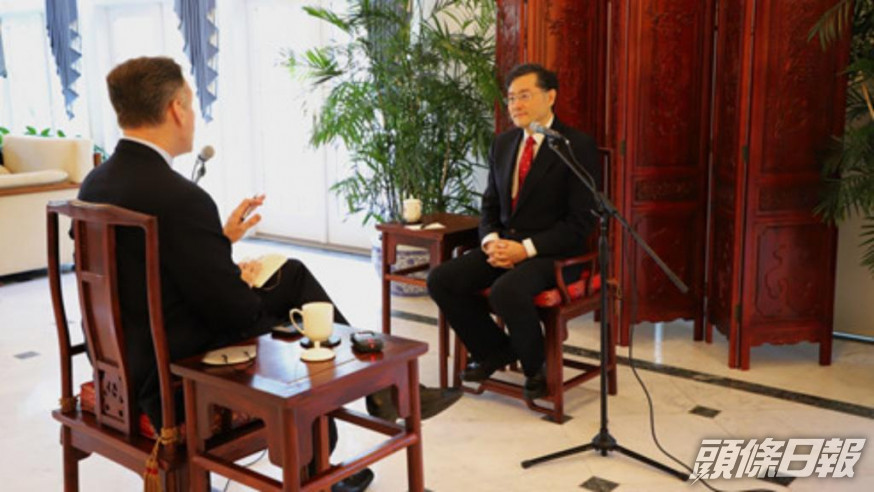 秦剛接受美國公共廣播電台（NPR）訪問。中國駐美大使館