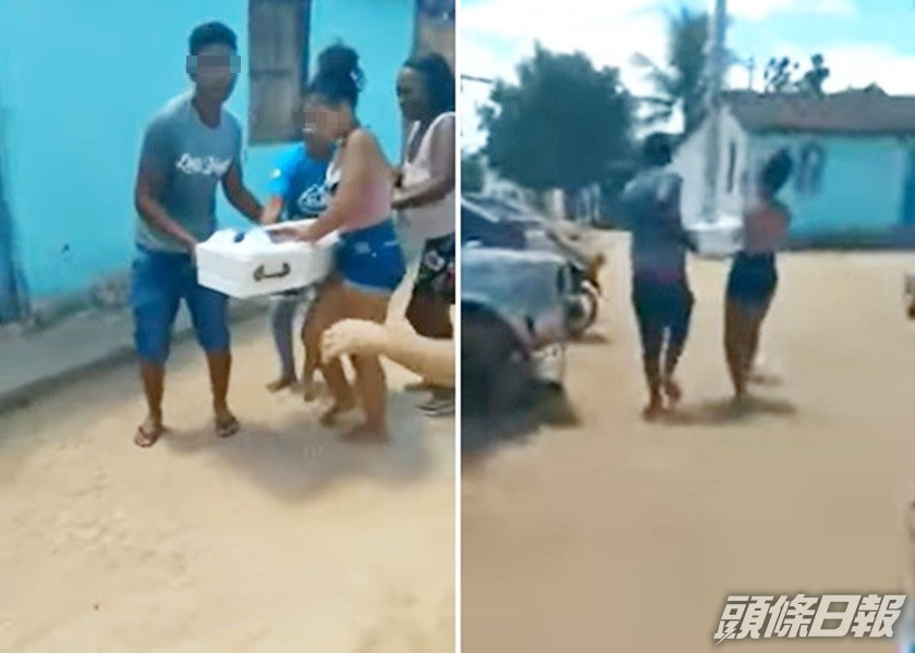 巴西一對夫妻聽信牧師之言,衝動地搶去亡女的棺木運回家。影片截圖