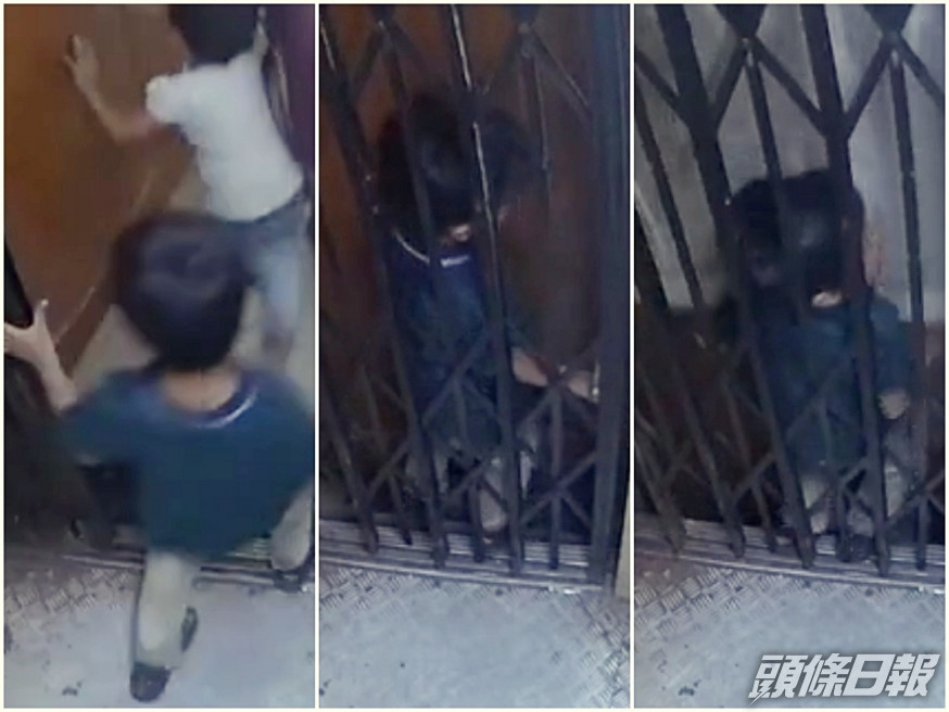 5歲男童遭親姊妹惡作劇,被夾在升降機縫隙。網圖