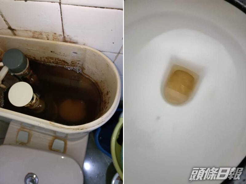 大埔多個屋苑廁所水連日呈現泥黃色。FB圖片