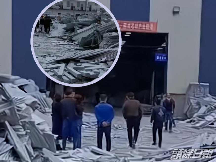 湖北一間工廠遭工友駕駛鏟車破壞。 (網上圖片)