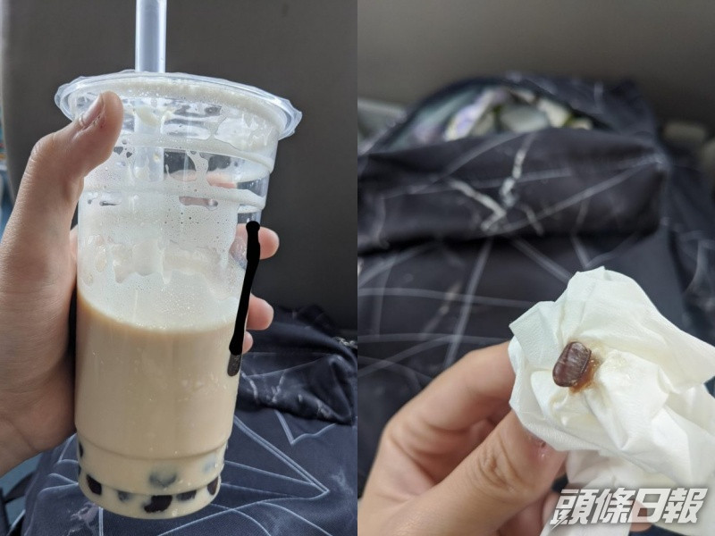 台女飲珍珠奶茶飲出蟑螂蛋。網圖