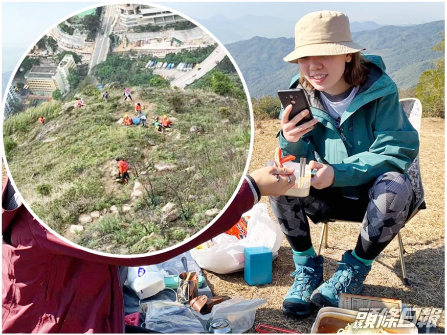 救援人員登山搜索。大圖為石樂蕎(網圖)。