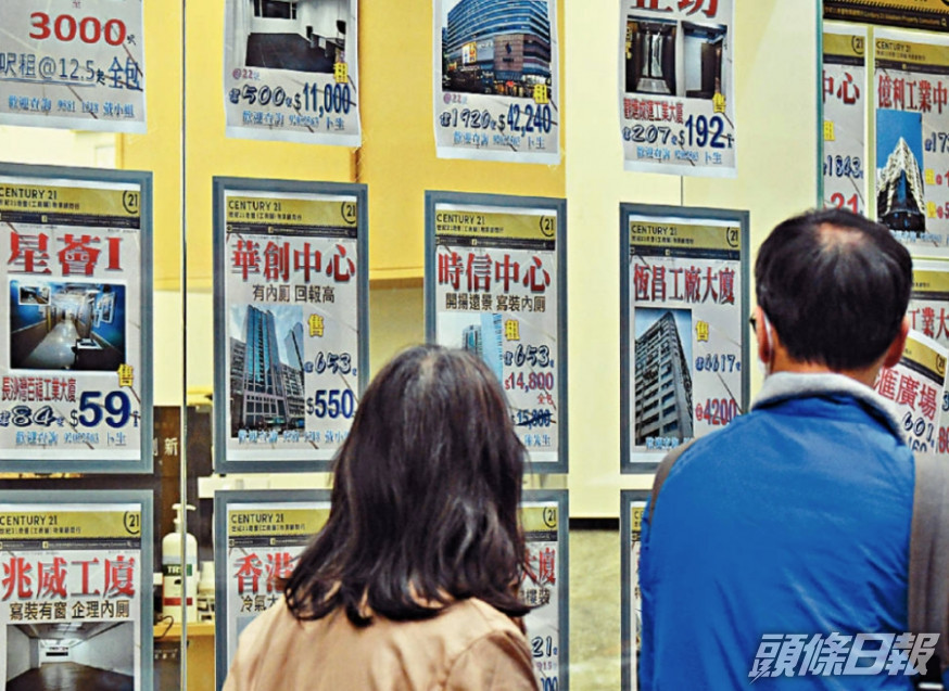 地產業界認為,非住宅物業按揭成數調升,對市價數百萬的工商鋪及寫字樓辦公室的吸引力較大。