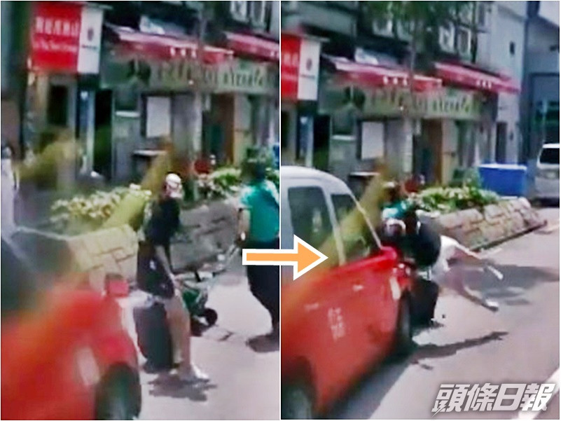 該名女子被的士撞倒。警方影片截圖