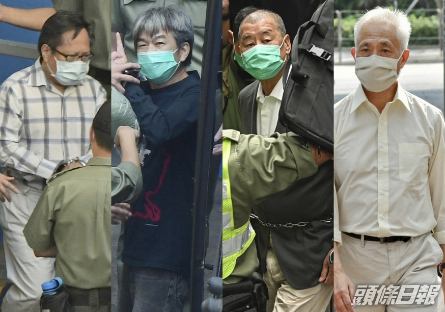 左起:何俊仁、梁國雄、黎智英、梁耀忠。 資料圖片