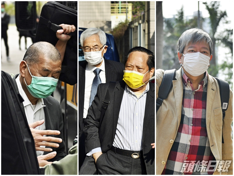 壹傳媒黎智英(左)與8名民主派人士涉嫌於前年8月18日民陣集會後帶領群眾遊行到中環遮打道。資料圖片
