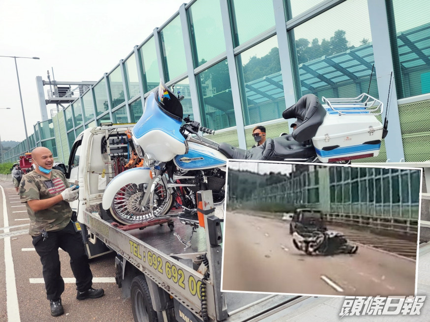 一名電單車司機意外撞向前方私家車。