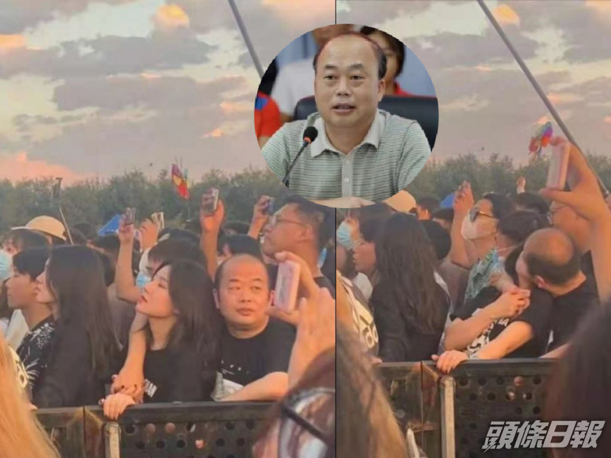與妙齡女擁吻的男子與馮永君(圓圖)有幾分相似。 (網上圖片)