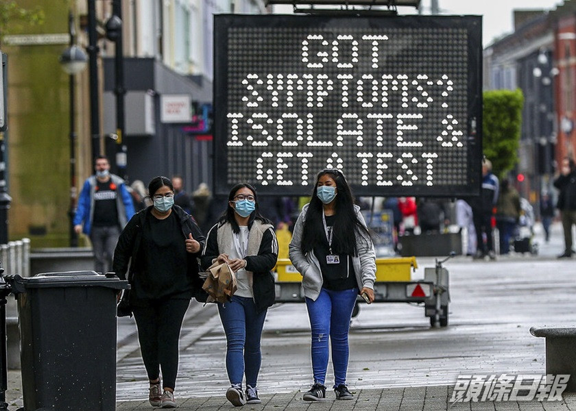 英國單日錄得逾5,200宗新冠病毒確診,全涉印度變種。AP資料圖片