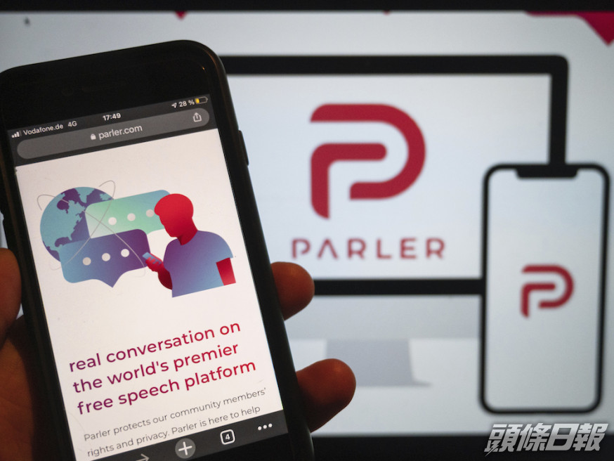 Parler周一起局部恢復上線。AP圖片