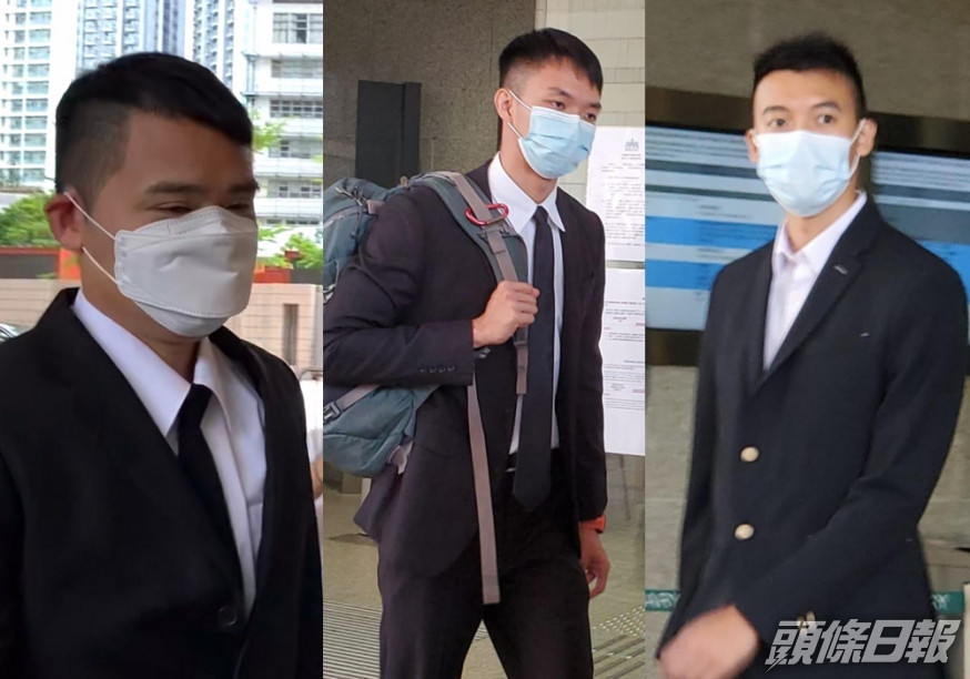 左起:消防員梁志榮、消防員徐煒烈、消防員鄺軍。 王永欣攝