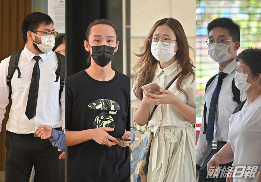 左起:被告張家榮、被告何卓軒、被告郭芷晴、被告楊俊傑。