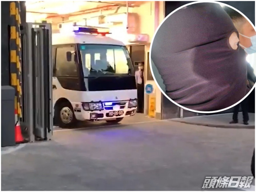 涉案人士懷疑在其中一輛監獄車輛上。網上截圖(小圖為被捕人士。資料圖片)