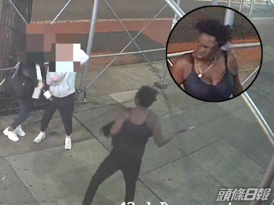 美國兩名亞裔女子遭一名非裔女子持錘攻擊,一名子亞裔被砸中頭部受傷。(NYPD Twitter 圖片)