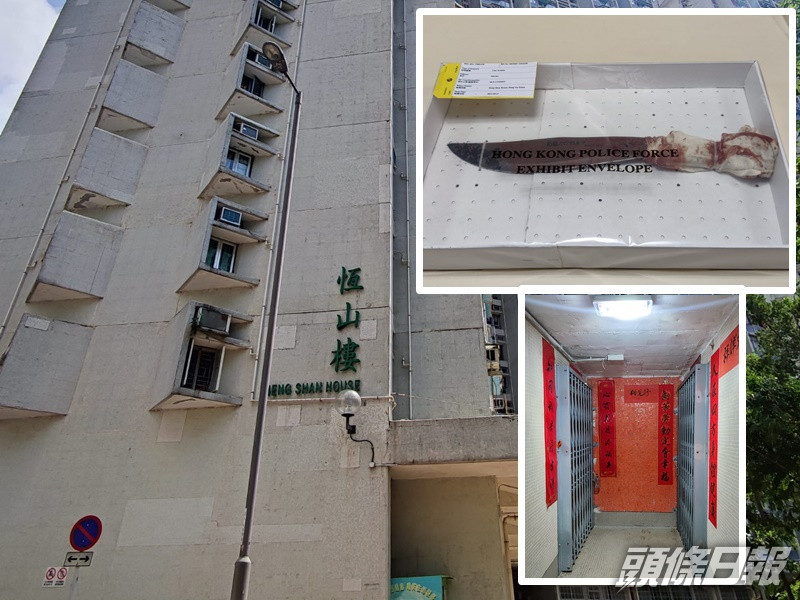 警方在現場後樓梯檢獲兇刀。梁國峰攝