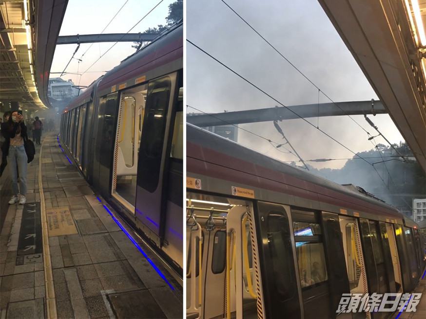 大學站月台路軌冒煙,東鐵綫服務現時受阻。網上片段截圖