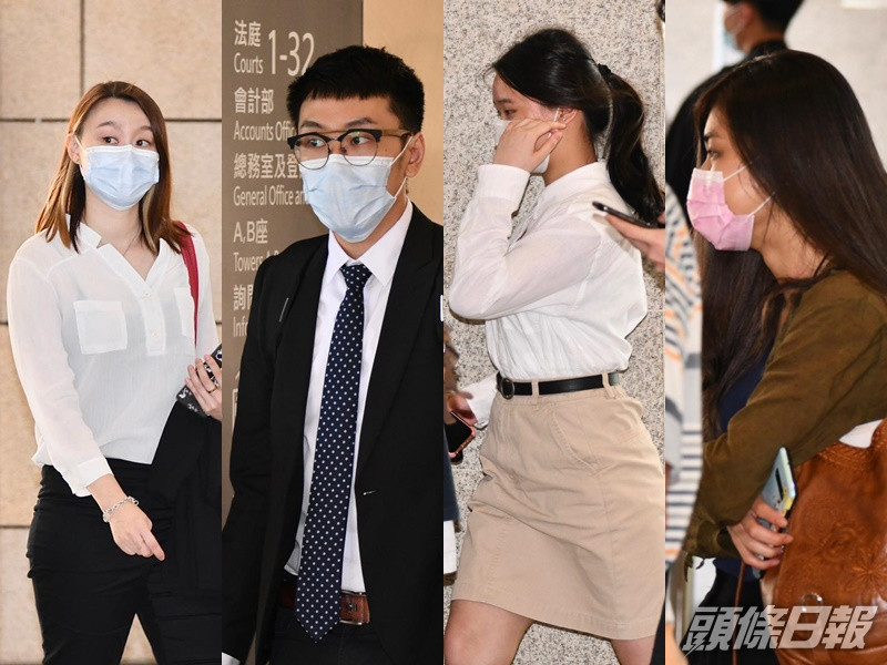 由左至右被告:林施雅、冼宏俊、陳宇晴、黎靖言