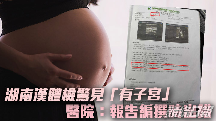 湖南一名男子的體檢報告被列出「有子宮」(小圖),使他一度陷入虛驚。背景為Unsplash示意圖,非涉事人