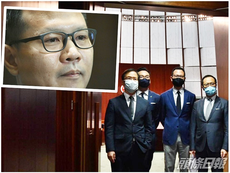 港府根據人大決定褫奪郭家麒、楊岳橋、郭榮鏗及梁繼昌(左起)的議員資格。小圖為郭榮鏗。資料圖片