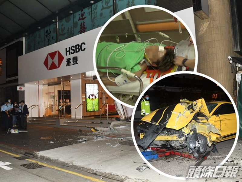 油麻地彌敦道一輛跑車與一輛垃圾車發生碰撞。