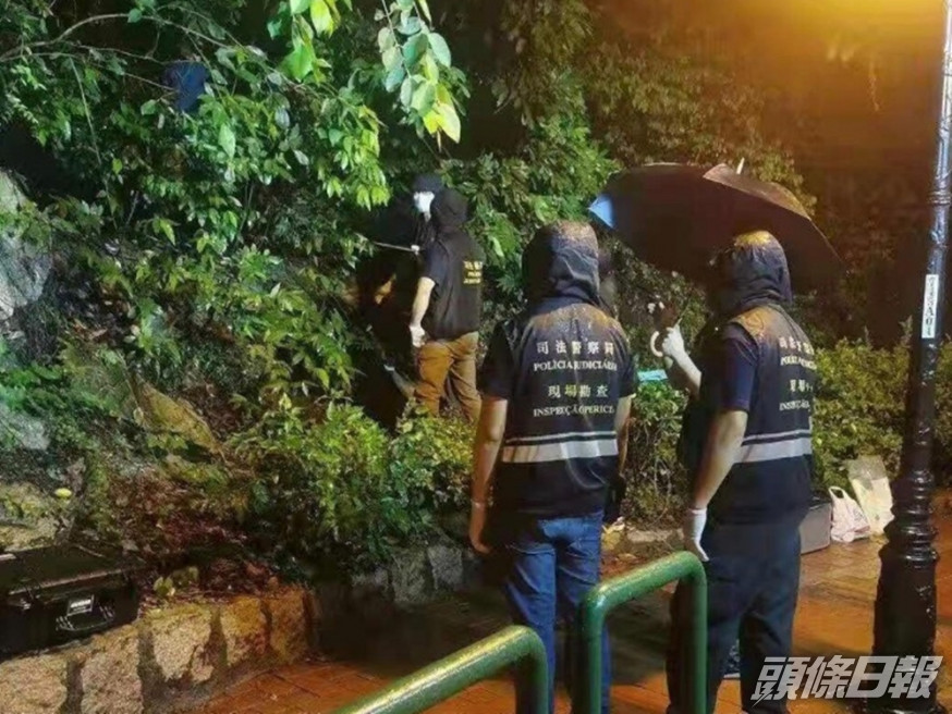 警方於大潭山尋回內地婦人的殘肢。澳門司警相片