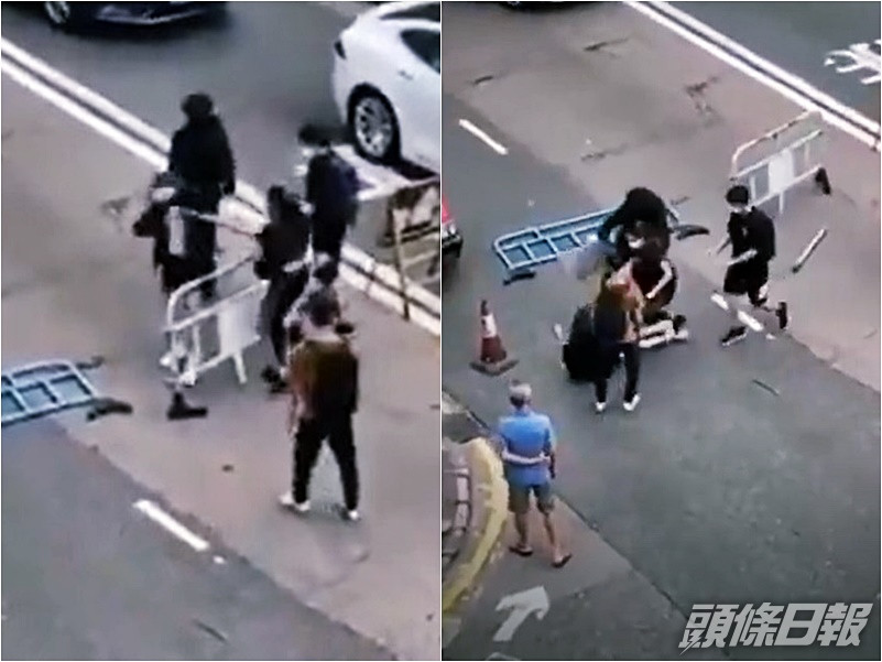 女子清理路障時遭毆打。資料圖片