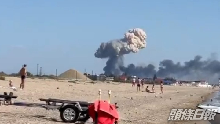 克里米亞的俄羅斯空軍基地疑發生猛烈爆炸。網上圖片