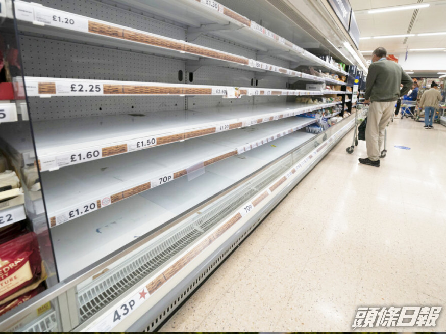 英國兩周內或面臨糧食短缺。AP資料圖片