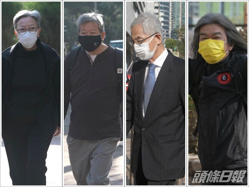 由左至右:何秀蘭、李卓人、李柱銘及梁國雄
