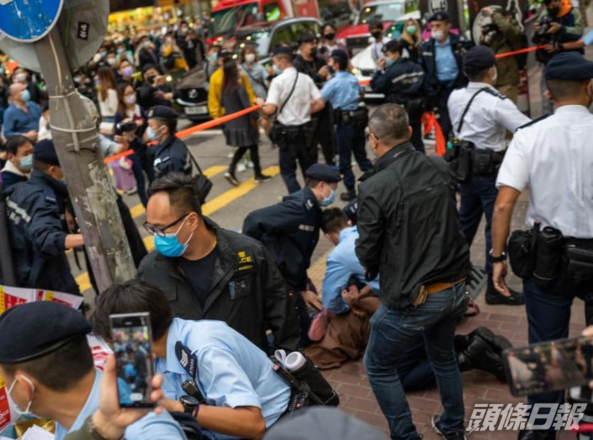警方在場拘捕一人。醫管局員工陣線FB圖片