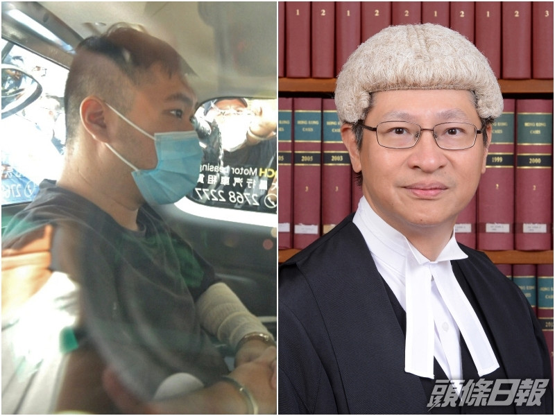 被告唐英傑(左)、右為高院法官周家明。資料圖片