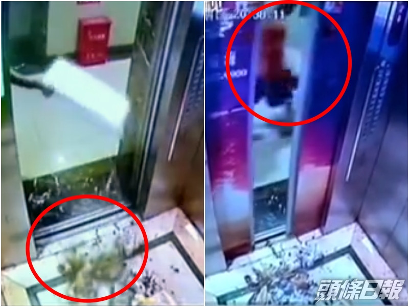 閉路電視拍下缺德男住戶的所作所為。網圖