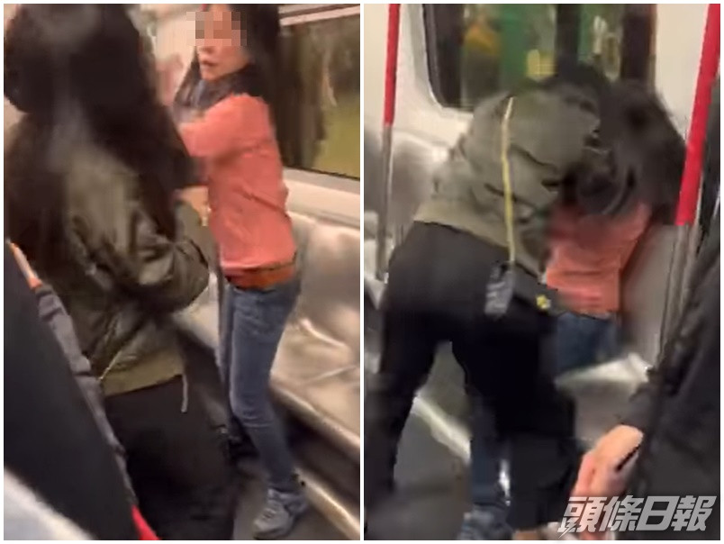 兩名女子疑因其中一方講電話太大聲而大打出手,期間互相掌摑、拉扯及推撞。影片截圖