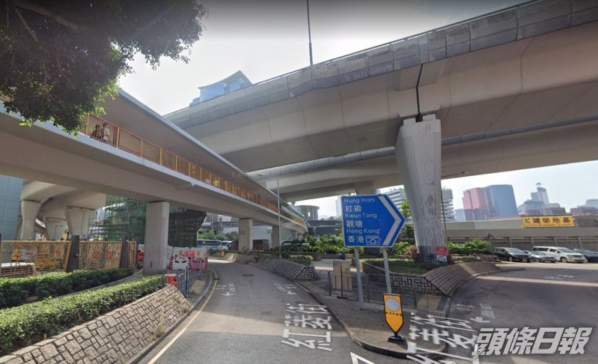紅磡的行人天橋。Google地圖截圖