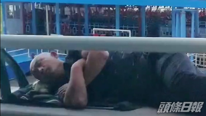 黑龍江一名男子以烏龜當作枕頭，遭網民炮轟是虐待動物。網上影片截圖