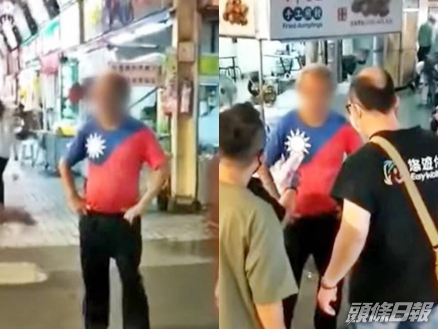 台灣老翁拒絕佩戴口罩,遭民眾怒斥。網圖