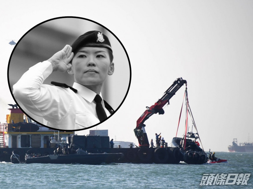 林婉儀(小圖)9月底在沙洲執勤追截走私快艇時墮海殉職。資料圖片