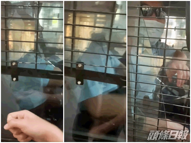 一名警車車長疑在車內睡覺,有市民不滿,遂敲車窗將對方叫醒。影片截圖